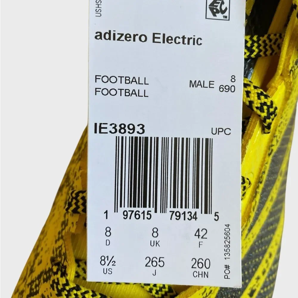 NEW Adidas Adizero Electric II Exotic Speed Football Cleats Men's Sz 8.5 Yellow